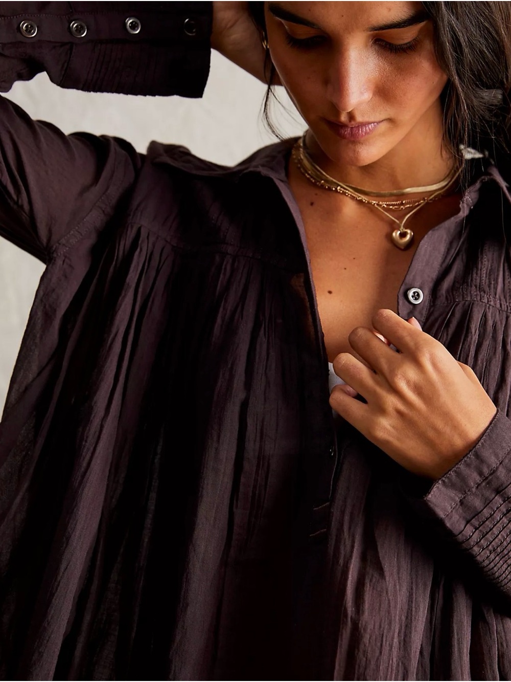 We The Free Flowy Tunic in Chocolate Brown - Picture 9 of 9